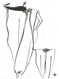 Original sketch for Linen Jumpsuit by Issey Miyake, 1975